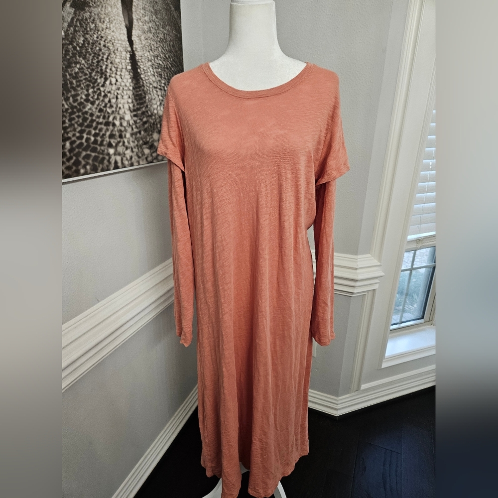 ATM ANTHONY THOMAS MELILLO Layered slub cotton-jersey midi dress XL Antique Rose - Picture 5 of 12